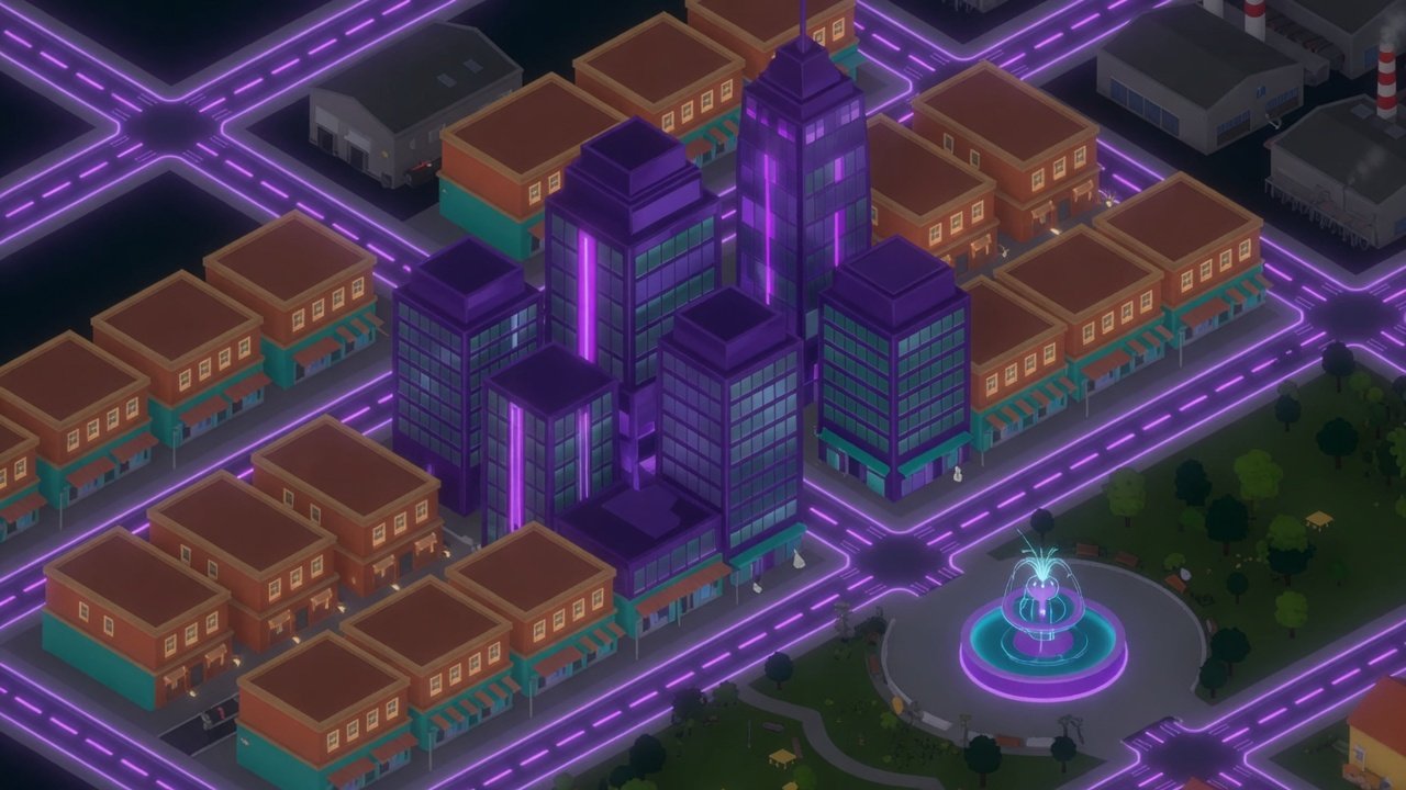 Small City map — market plaza and fountain block