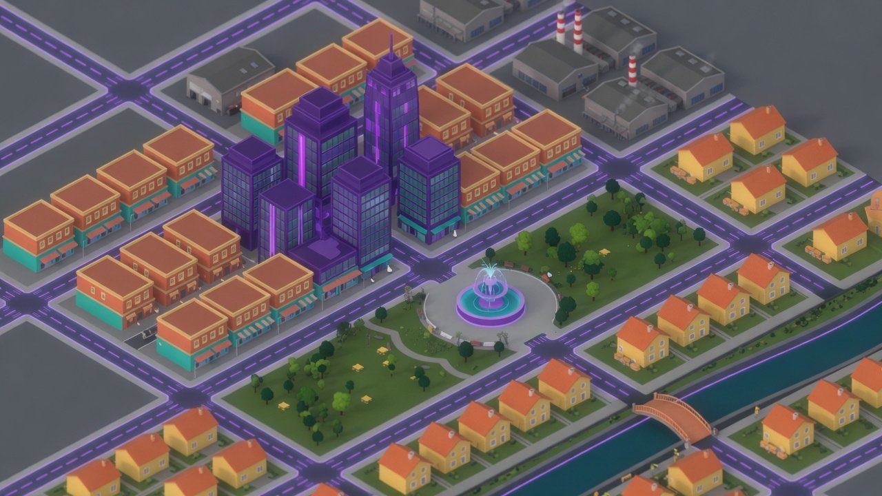 Small City map — planning table over the grid