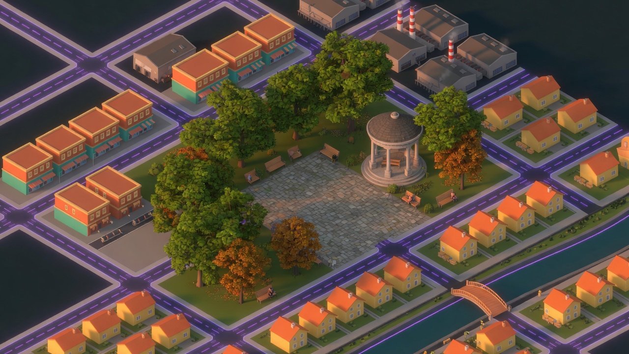 Small City map — quiet park courtyard block